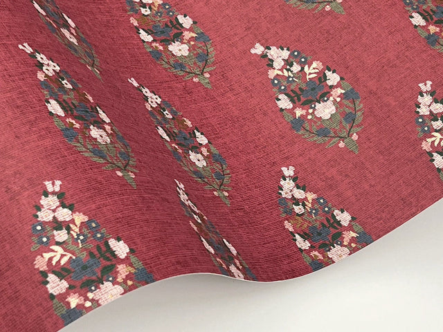 Paisley Burgundy Wallpaper with Metallic Small Prints Motif - York RF7475