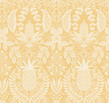 Pineapple Damask Yellow Wallpaper with Traditional Novelty Pineapple Motif - York RF7481