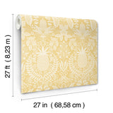 Pineapple Damask Yellow Wallpaper with Traditional Novelty Pineapple Motif - York RF7481