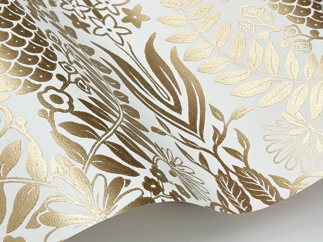 Pineapple Damask Gold Wallpaper with Metallic Pineapple Damask Pattern - York RF7482