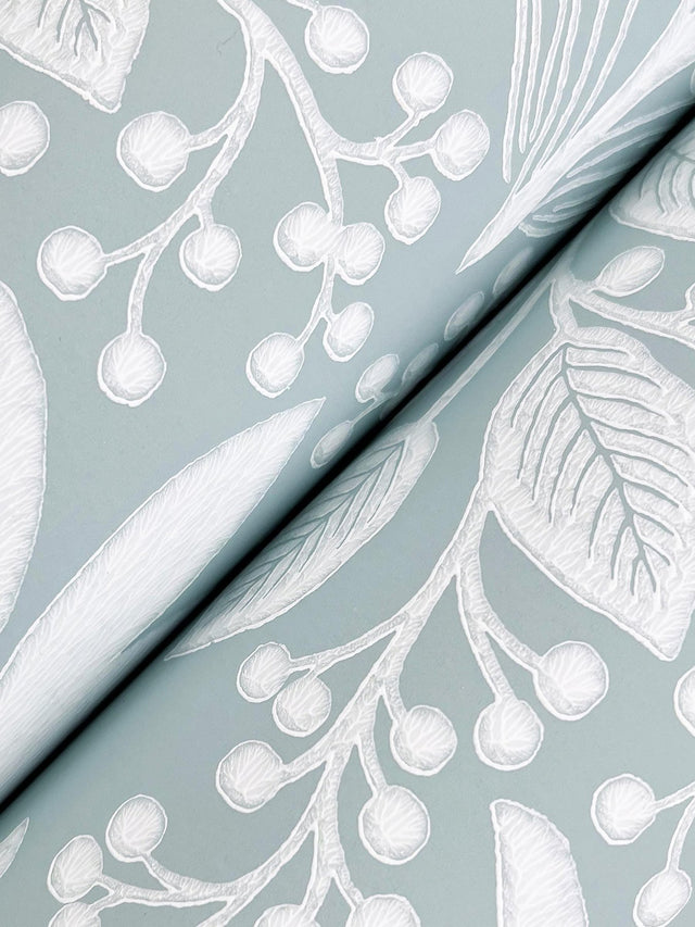 Pineapple Damask Light Blue Wallpaper with Traditional Novelty Motif - York RF7484