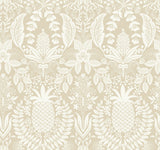 Pineapple Damask Linen Wallpaper with Traditional Novelty Pineapple Trellis Pattern - York RF7485