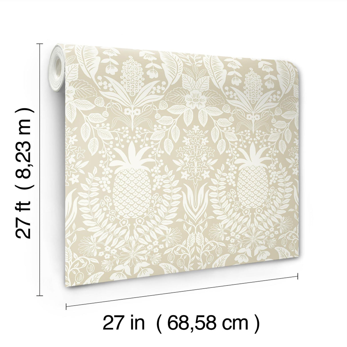 Pineapple Damask Linen Wallpaper with Traditional Novelty Pineapple Trellis Pattern - York RF7485
