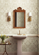 Pineapple Damask Linen Wallpaper with Traditional Novelty Pineapple Trellis Pattern - York RF7485