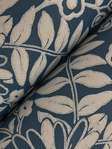 Pineapple Damask Navy Wallpaper with Traditional Novelty Pineapple Motif - York RF7486