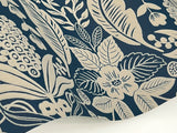 Pineapple Damask Navy Wallpaper with Traditional Novelty Pineapple Motif - York RF7486