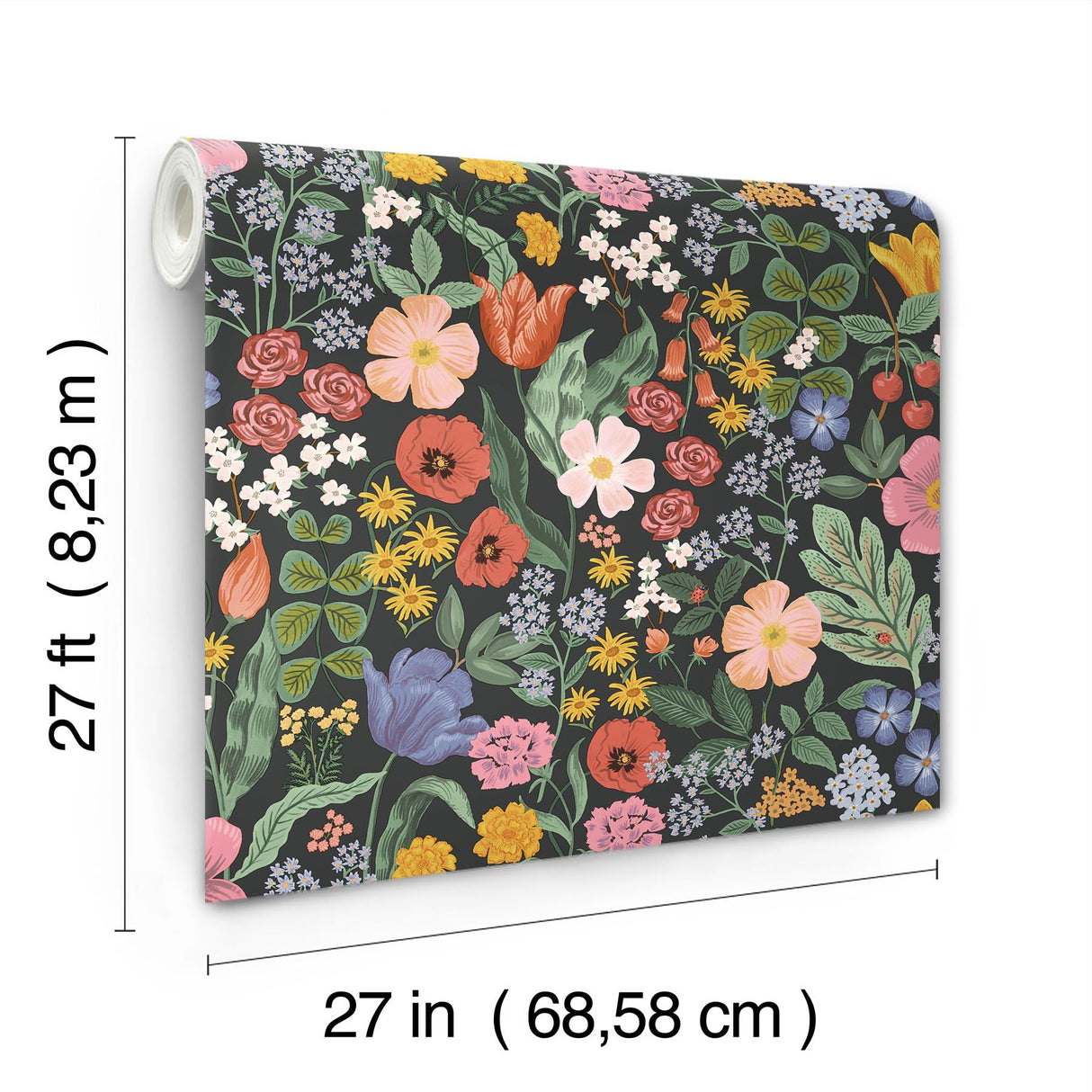 Blossom Black Floral Whimsical Non Woven Wallpaper - York RF7491