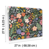 Blossom Black Floral Whimsical Non Woven Wallpaper - York RF7491