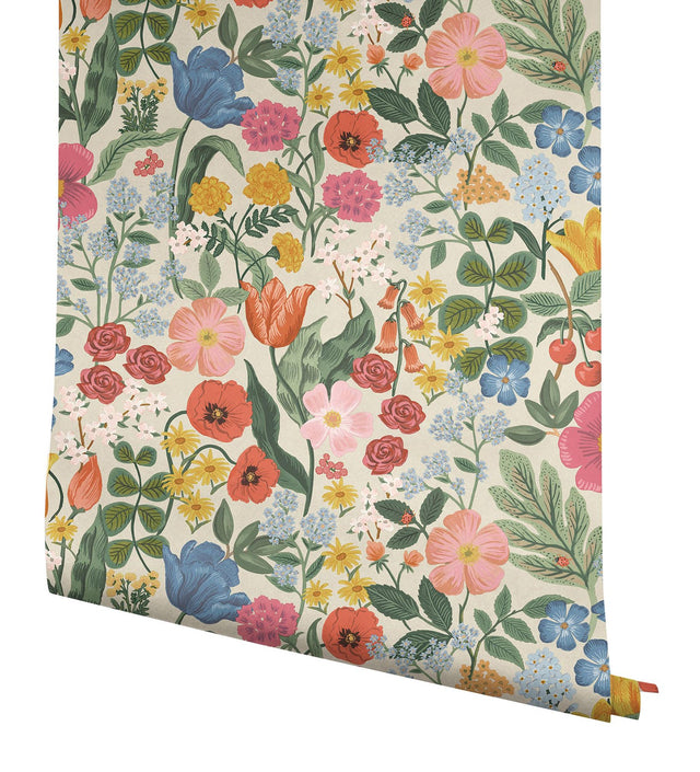 Blossom Cream Floral Wallpaper with Whimsical Garden Motif - York RF7492