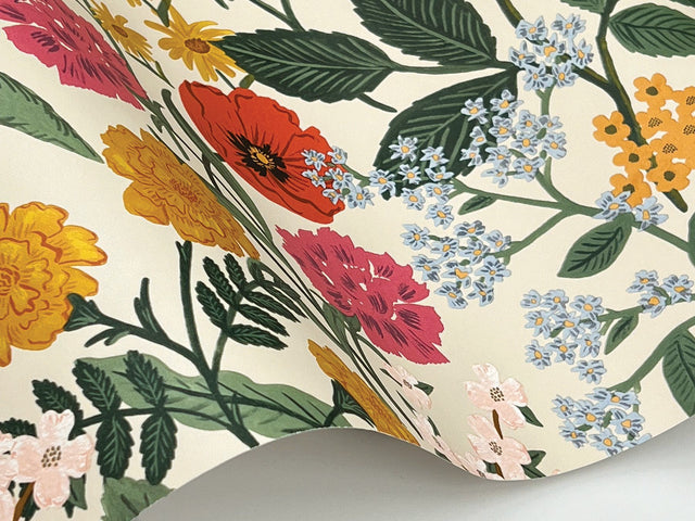 Blossom Cream Floral Wallpaper with Whimsical Garden Motif - York RF7492
