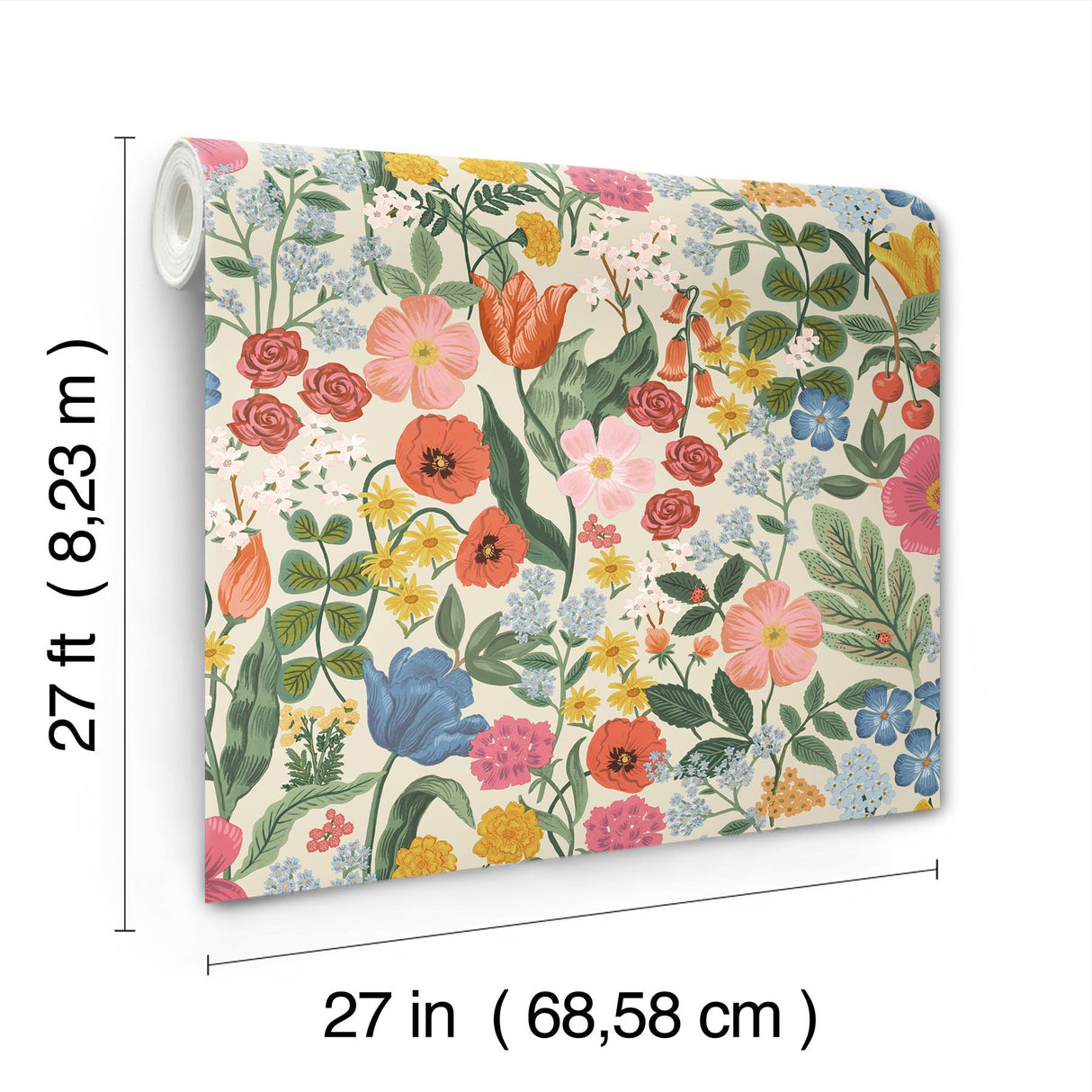 Blossom Cream Floral Wallpaper with Whimsical Garden Motif - York RF7492