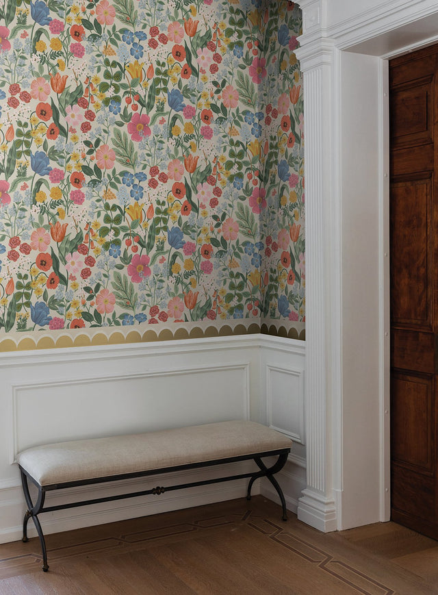 Blossom Cream Floral Wallpaper with Whimsical Garden Motif - York RF7492