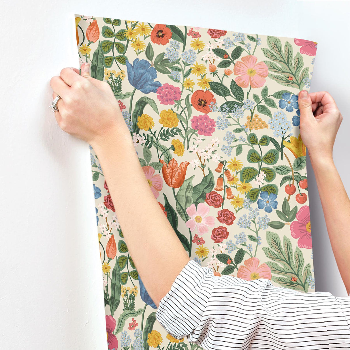 Blossom Cream Floral Wallpaper with Whimsical Garden Motif - York RF7492
