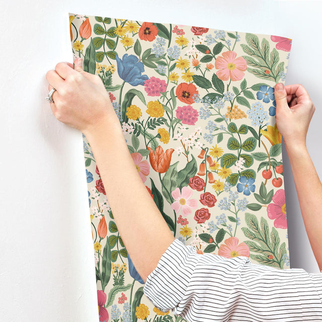 Blossom Cream Floral Wallpaper with Whimsical Garden Motif - York RF7492