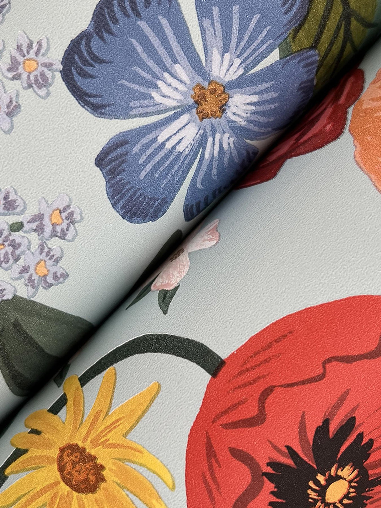 Blossom Light Blue Wallpaper with Whimsical Floral Botanical Pattern - York RF7493