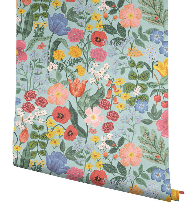 Blossom Light Blue Wallpaper with Whimsical Floral Botanical Pattern - York RF7493