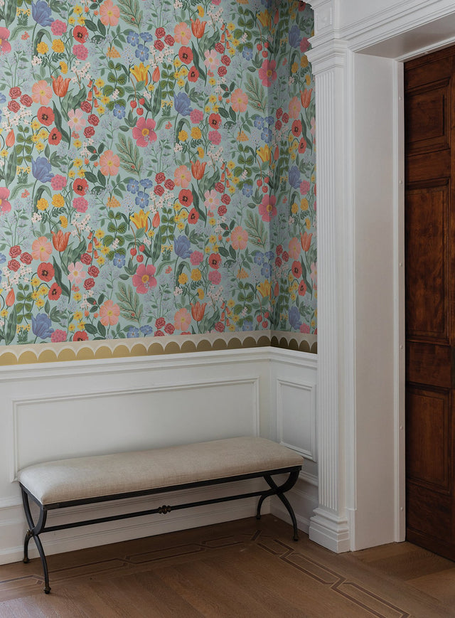 Blossom Light Blue Wallpaper with Whimsical Floral Botanical Pattern - York RF7493