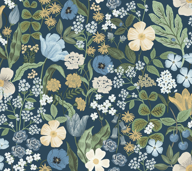 Blossom Navy Wallpaper with Whimsical Floral Pattern - York RF7494