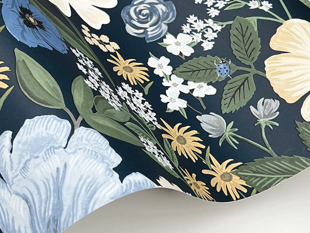 Blossom Navy Wallpaper with Whimsical Floral Pattern - York RF7494