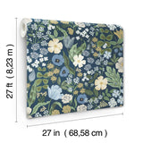 Blossom Navy Wallpaper with Whimsical Floral Pattern - York RF7494