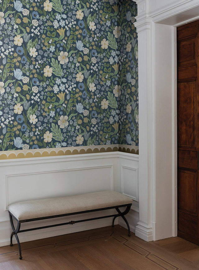 Blossom Navy Wallpaper with Whimsical Floral Pattern - York RF7494