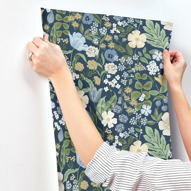 Blossom Navy Wallpaper with Whimsical Floral Pattern - York RF7494