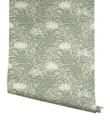 Highgrove Linen Wallpaper with Metallic Floral Traditional Pattern - York RF7502