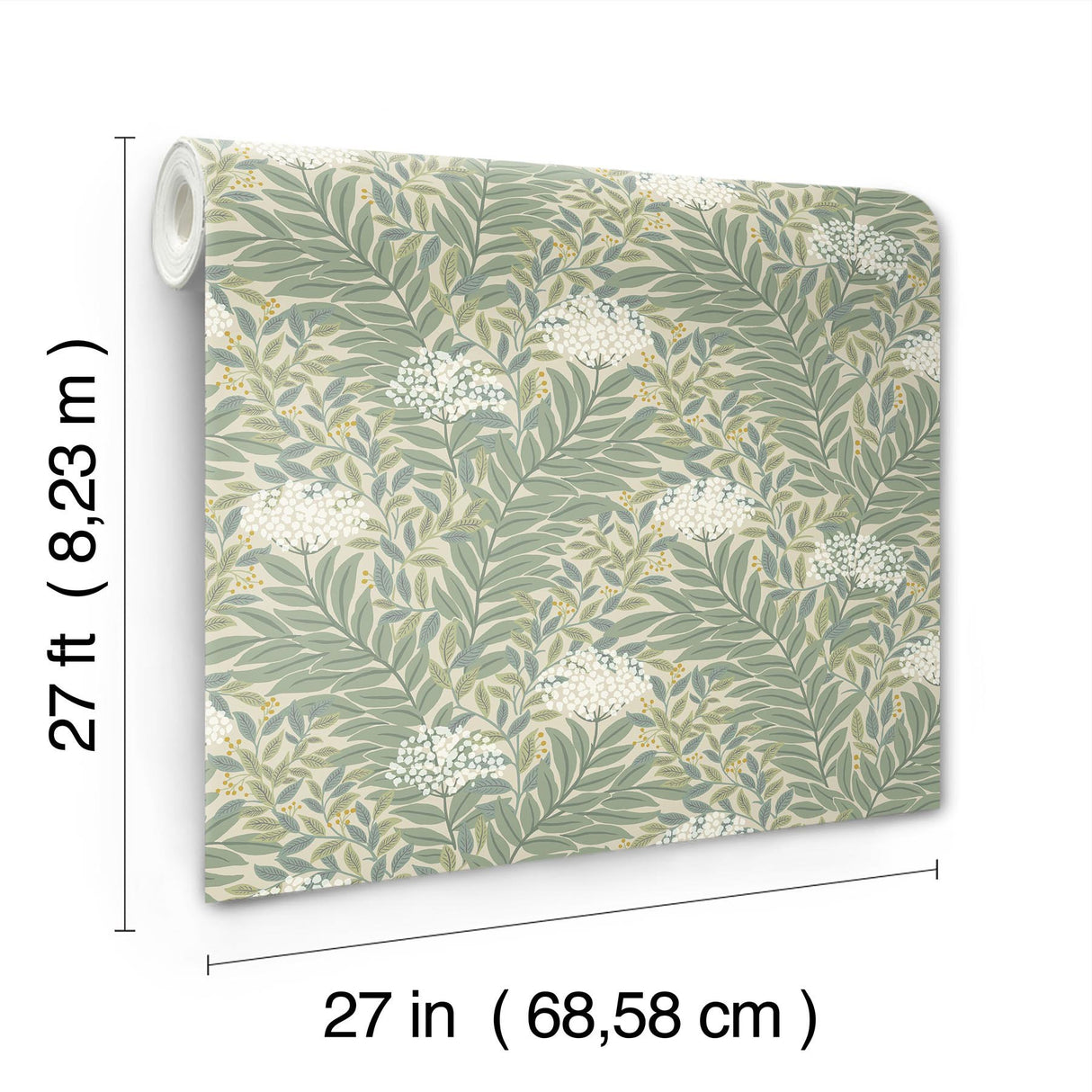 Highgrove Linen Wallpaper with Metallic Floral Traditional Pattern - York RF7502