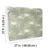 Highgrove Linen Wallpaper with Metallic Floral Traditional Pattern - York RF7502