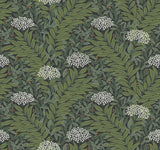 Highgrove Black Wallpaper with Metallic Floral Leaf Motif - York RF7504