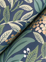 Highgrove Navy Metallic Traditional Floral Wallpaper - York RF7505
