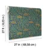 Highgrove Navy Metallic Traditional Floral Wallpaper - York RF7505