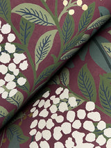 Highgrove Burgundy Wallpaper with Metallic Floral Traditional Pattern - York RF7506