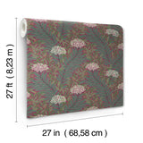 Highgrove Burgundy Wallpaper with Metallic Floral Traditional Pattern - York RF7506