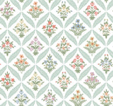 Estee Garden Pastel Wallpaper with Metallic Floral Farmhouse Pattern - York RF7512