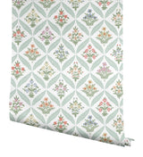 Estee Garden Pastel Wallpaper with Metallic Floral Farmhouse Pattern - York RF7512