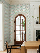Estee Garden Pastel Wallpaper with Metallic Floral Farmhouse Pattern - York RF7512