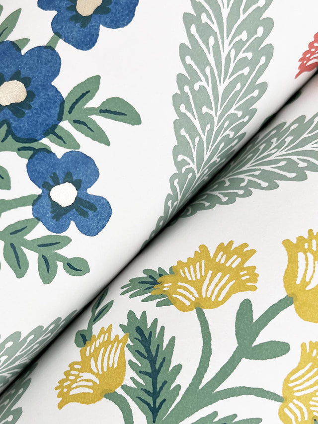 Estee Garden Sage Wallpaper with Metallic Floral Trellis - York RF7513