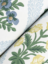 Estee Garden Blue Wallpaper with Metallic Accents- Rifle Paper Co. Farmhouse Floral - York RF7514