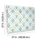 Estee Garden Blue Wallpaper with Metallic Accents- Rifle Paper Co. Farmhouse Floral - York RF7514
