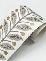 Linen Garden Linen Wallpaper Trim with Botanical Leaf and Berry Motif - York RF7532B