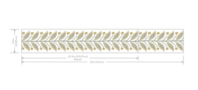 Linen Garden Linen Wallpaper Trim with Botanical Leaf and Berry Motif - York RF7532B