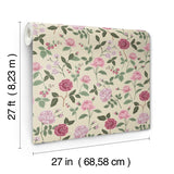 Roses Linen Wallpaper with Botanical Whimsical Floral Pattern - York RF7541