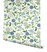 Roses Blue Wallpaper with Botanical Whimsical Floral Pattern - York RF7543