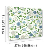 Roses Blue Wallpaper with Botanical Whimsical Floral Pattern - York RF7543