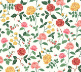 Roses Blush Wallpaper with Botanical Floral Motif, Whimsical Style - York RF7546
