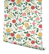 Roses Blush Wallpaper with Botanical Floral Motif, Whimsical Style - York RF7546