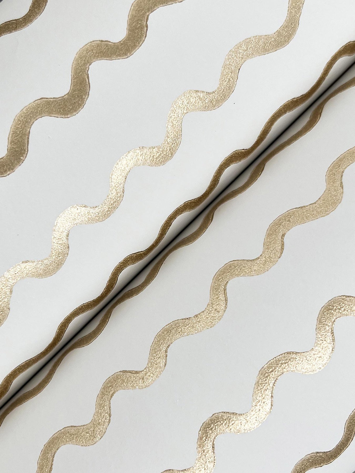 Rickrack Gold Metallic Stripes Wallpaper- Transitional Non Woven - York RF7551
