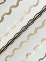 Rickrack Gold Metallic Stripes Wallpaper- Transitional Non Woven - York RF7551