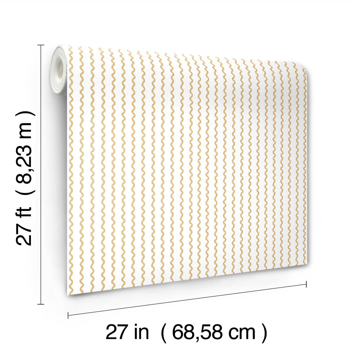 Rickrack Gold Metallic Stripes Wallpaper- Transitional Non Woven - York RF7551
